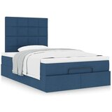 vidaXL Otomanski posteljni okvir z vzmetnico moder 120x200 cm blago | Shoptok.si