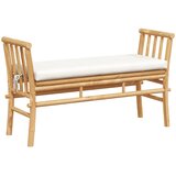 vidaXL Zunanja klop z blazino 110 cm iz bambusa, (22015488) | Shoptok.si