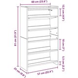 vidaXL Regal za čevlje betonsko siv 60x25x100 cm inženirski les | Shoptok.si