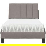  Postelja z vzmetnico taupe 90x200 cm blago | Shoptok.si
