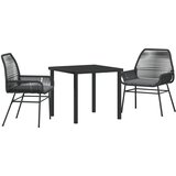 vidaXL 3-delni vrtni jedilni set s blazinami črnega poli ratana | Shoptok.si