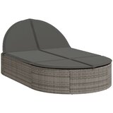 Maison Chic Dvojni Ležalnik - Sončna ležalnik z blazinami siv poli ratan, (22043386) | Shoptok.si