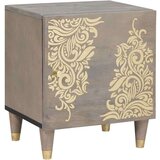 vidaXL Nočna omarica Siva 40 x 33 x 46 cm trden mangov les | Shoptok.si