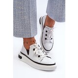 S. BARSKI White Leather Women's Lacquered Sneakers D&A LR535 | Shoptok.si