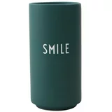 Design Letters Temno zelena porcelanasta vaza Smile, višina 11 cm