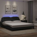 Maison Chic Posteljni okvir - Dvoposteljna postelja - Zakonska postelja z LED lučkami črn 180x200 cm umetno usnje, (21696938) | Shoptok.si