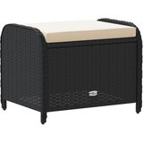  Vrtni tabure s jastukom crni 58x46x46 cm od poliratana | Eponuda.com