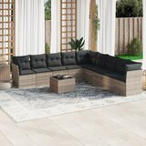vidaXL 10-dijelni set vrtnih sofa poliratan s jastucima svijetlosivi Cijene