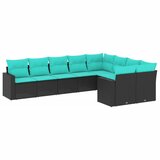 vidaXL Vrtna sedežna garnitura 9-delna z blazinami črn poli ratan, (21094149) | Shoptok.si