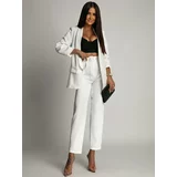 Fasardi Women's elegant set jacket + trousers - white
