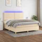  The Living Store Box spring postelja z vzmetnico LED krem 160x200 cm blago - Box Spring Postelja, (21501242) Cene