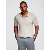 Ombre Men's buttonless polo shirt with classic weave - light grey | shoptok.hr