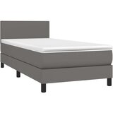  Box spring postelja z vzmetnico LED siva 80x200 cm umetno usnje | Shoptok.si