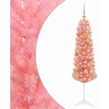  Umjetno usko božićno drvce s kuglicom 150 cm 150 LED lampica - 150 cm s LED-ima i zlatnim/bronzanim kuglicama | shoptok.hr