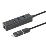 Manhattan USB HUB 3port 180894 USB-A/C 3xUSB 3.2 5Gbps/1xGLAN 5Gbps/sivi | Eponuda.com