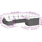  10-dijelni set vrtnih sofa od poliratana s jastucima sivi | shoptok.hr