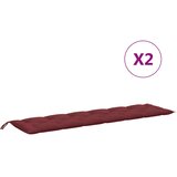  Jastuci za vrtnu klupu 2 kom Crvena vina 200x50x7 cm tkanine | shoptok.hr