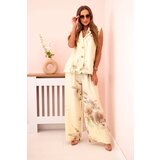 Kesi Włoski Women's set with viscose vest and pants in floral yellow | Shoptok.si