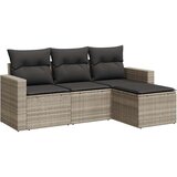 Maison Chic Seti vrtnega pohištva - Vrtna garnitura - Vrtni pohištvo set 4-delna z blazinami siv poli ratan, (21819747) | Shoptok.si