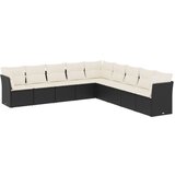 Maison Chic Seti vrtnega pohištva - Vrtna garnitura - Vrtni pohištvo set 9-delna z blazinami črn poli ratan, (21804731) | Shoptok.si