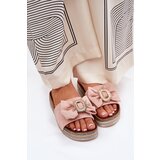 Boto Women's Platform Slippers With Bow And Decorative Brooch Pink Lenela | shoptok.hr