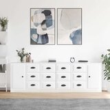  Komode sjajne bijele 3 kom od konstruiranog drva | shoptok.hr