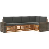 vidaXL Kotna sedežna garnitura z blazino 5 pcs Naravna in antracitna, (5000283646) | Shoptok.si