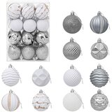  Set božićnih kuglica 36 kom. Bijela i siva 6 cm Polistiren | shoptok.hr
