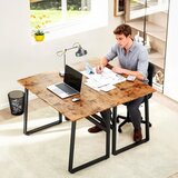  Radni stol računalni stol s čeličnim okvirom uredski stol PC stol 120x60x76cm rustikalna smeđa + crna | shoptok.hr
