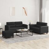  3-dijelni set sofa s jastucima crni od umjetne kože | shoptok.hr