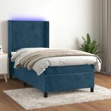  box spring s madracem LED tamnoplavi 100x200 cm baršun | shoptok.hr