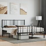 Maison Chic Kovinski Posteljni okvir - Dvoposteljna postelja - Zakonska postelja z vzglavjem in vznožjem črn 120x200 cm, (21695580) | Shoptok.si