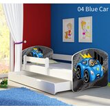  Otroška postelja ACMA z motivom, stranska bela + predal 160x80 cm 04 Blue Car | Shoptok.si