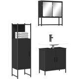 The Living Store Kopalniško pohištvo 3 kosi črne barve inženirski les - Komplet Kopalniškega Pohištva, (21660657) | Shoptok.si