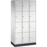 C+P Jeklena omara s predelki z zaklepanjem INTRO, višina predelka 435 mm, ŠxG 920 x 500 mm, 12 predelkov, korpus svetlo siv, vrata svetlo siva | Shoptok.si