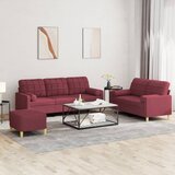 vidaXL 3-dijelni set sofa s jastucima crvena boja vina od tkanine Cijene
