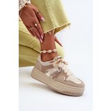 Boto Women's platform sneakers in beige eco leather Moun | Shoptok.si
