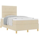 vidaXL postelja z vzmetnico kremne barve mala dvojna tkanina, (22084039) | Shoptok.si