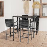 Poli 5-dijelni vrtni barski set od poliratana sivi | shoptok.hr