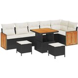  9-dijelni set vrtne sofe s jastučićima crni poli ratan akacija 2-sjedalna vrtna sofa s jastučićima crni poli ratan 3-dijelni s Cijene