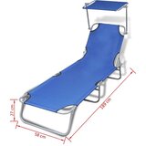 vidaXL Zložljiv ležalnik s streho jeklo in blago moder, (20663196) | Shoptok.si