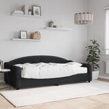  The Living Store Dnevna postelja z vzmetnico črna 100x200 cm blago - Dnevna Postelja Z Vzmetnico, (21440195) | Shoptok.si
