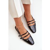 Boto Lacquered Ballet Flats With Straps On Low Heel Black Bialettia | ePonuda.com