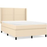 vidaXL Box spring postelja z vzmetnico krem 140x190 cm blago, (20893539) | Shoptok.si