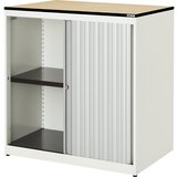 mauser Omara s prečnim rolojem, VxŠxG 818 x 800 x 432 mm, plošča s polnim jedrom, 1 polica, čisto bele / aluminijaste barve / javor | Shoptok.si
