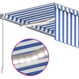 Tenda na ručno uvlačenje s roletom LED 3,5 x 2,5 m plavo-bijela | shoptok.hr