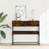 vidaXL Konzolna mizica dimljen hrast 90x35x80 cm inženirski les | Shoptok.si