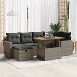 Maison Chic Seti vrtnega pohištva - Vrtna garnitura - Vrtni pohištvo set z blazinami 8-delna siv ratan/akacija, (21805776) | Shoptok.si
