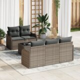 vidaXL Set od 6 komada vrtnih sofa s jastučićima Siva Poli Ratan, 2-sjedna vrtna sofa s jastučićima Siva Poli Ratan | shoptok.hr