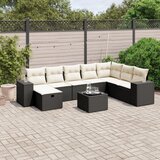  The Living Store Vrtna sedežna garnitura 9-delna z blazinami črn poli ratan - Vrtna Sedežna Garniture, (21479794) | Shoptok.si